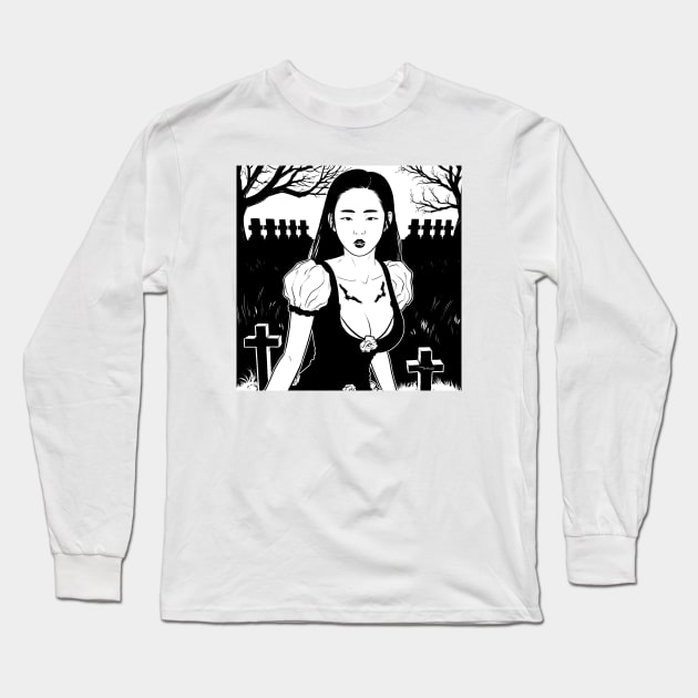 Graveyard Girl Long Sleeve T-Shirt by Derlis Santacruz - Designs